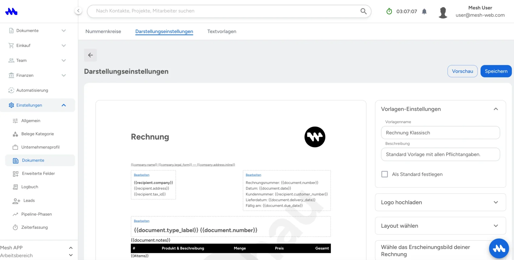 PDF-Vorlage einrichten