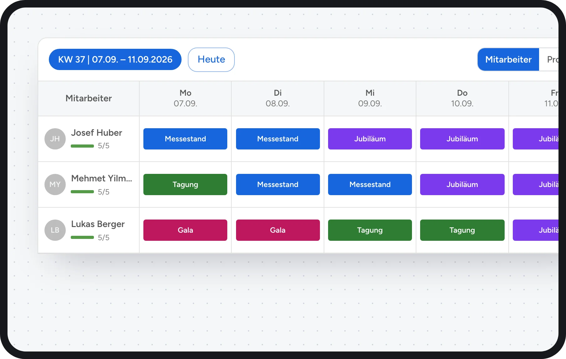Software für Eventagenturen: Teamplanung bei parallelen Events im Ressourcenplaner